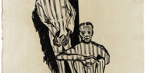 Image of a sketch of Holocaust survivors.