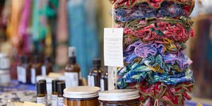 Close up image of shop products.