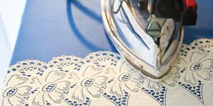Image of Grace ironing fabric.