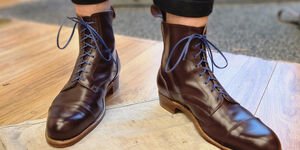 An image of brown boots made by Carreducker's students.