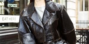 Image of a woman in a leather jacket