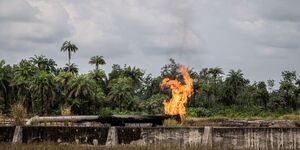 Image of a fire over a lake.