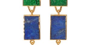 Image of green and blue earrings.
