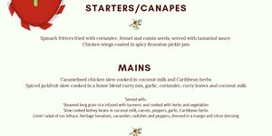 An image of the 'Beach Christmas' Christmas menu.