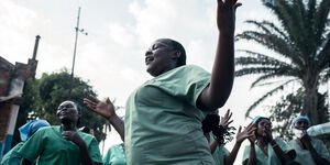 Image of a group of doctors dancing.