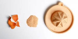 Apeel juicer by Alkesh Parmar. Apeel is a ground-breaking, patent-pending new process for transforming waste citrus peel into a versatile new material. Photo Alejandro Olaya. 