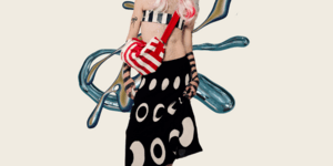 Image of a man modelling a long black skirt.