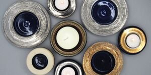 Image of a group of colourful ceramics.