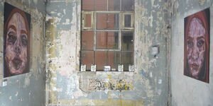 Image of artwork hanging in Bargehouse.