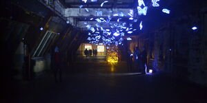 Image of a light display in Bargehouse.