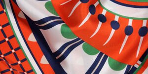 Close up shot of an orange scarf.