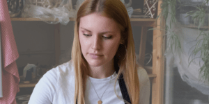 Image of Rosy in her studio.