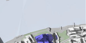 Computer generated image of the impact of shadowing from the proposed development at  18:00 GMT on  21 June