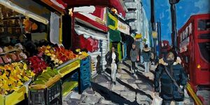 A painting of a South London street.