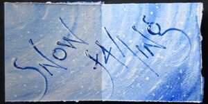Image of a painting that says Snow Falling.