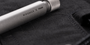 Close up image of a pen with an engraving.