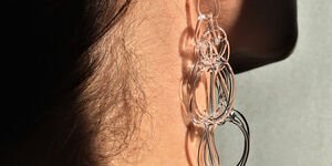 Image of a woman wearing earrings.