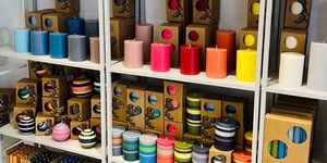 Image of a colourful shelf of colours.