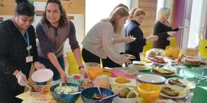 Staff tasting the foods