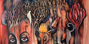 Abstract painting of a woman.