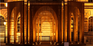 Image of the lit up installation at Somerset House.