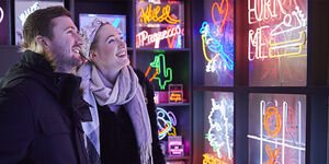 Two people at light exhibition