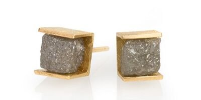 18ct Gold Earrings with Rough Diamonds