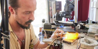 An image of Matt Foster working in his studio.