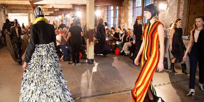 Image of a catwalk at a fashion show in Bargehouse.