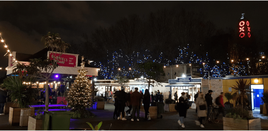 People enjoying the Christmas on the South Bank event